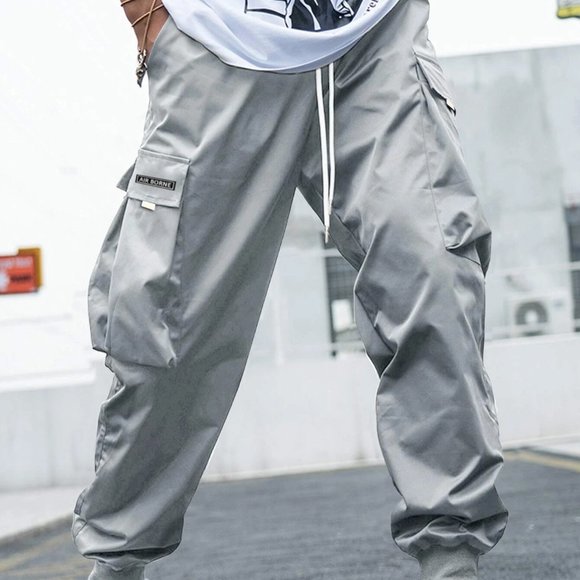 Gray Street Style Men's Cargo Pants w/Letter Graph - Picture 3 of 5